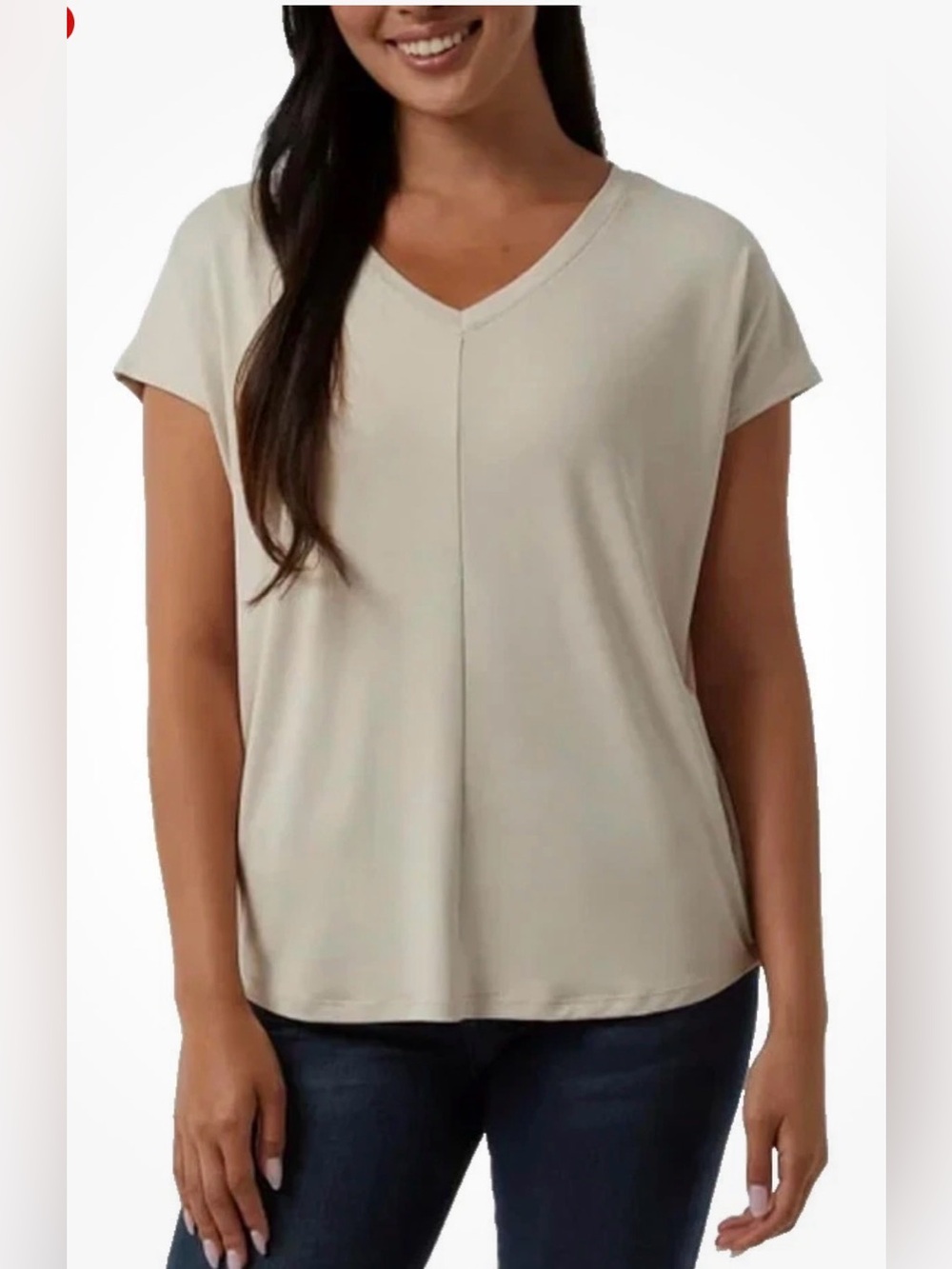 Brand New-32 Degrees Cool Soft Luxe Short Sleeve V-Neck Top